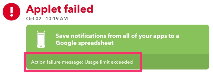 I had so many notifications that I hit a Google Sheets rate limit